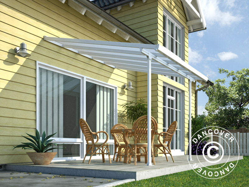 Pergola addossata Feria, Palram/Canopia, 3x3,05m, Bianco