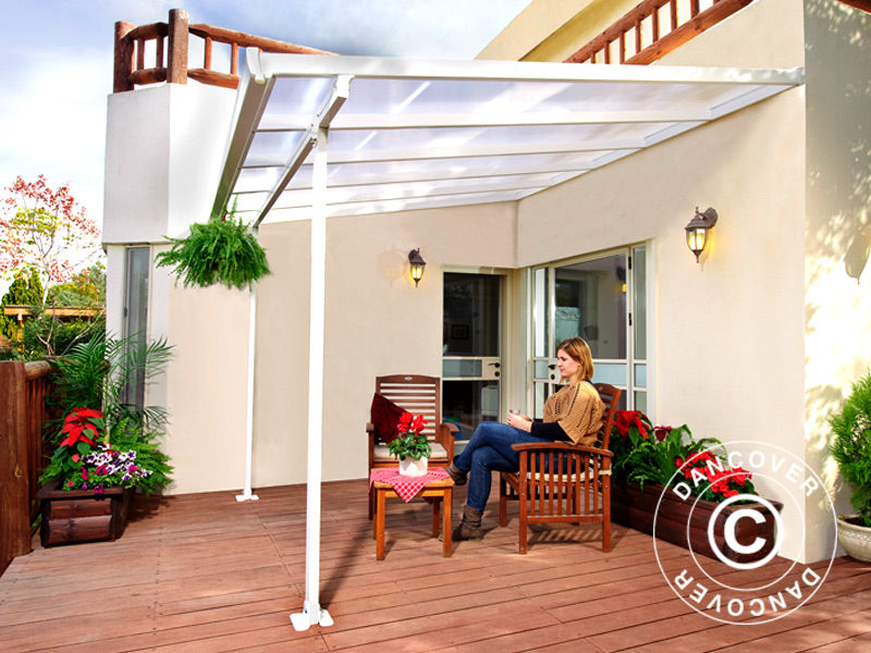 Pergola addossata Feria, Palram/Canopia, 3x3,05m, Bianco