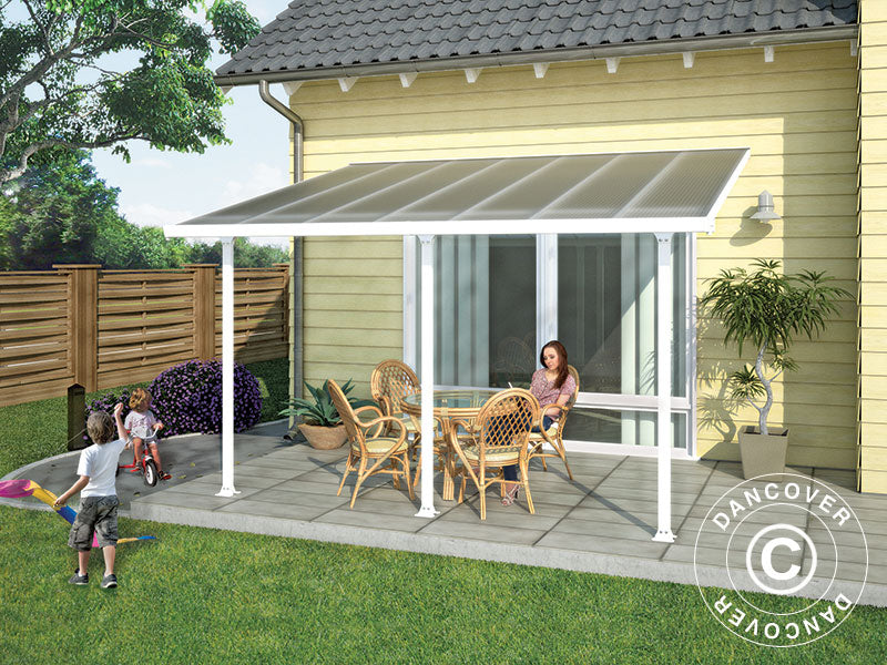 Pergola addossata Feria, Palram/Canopia, 3x4,25m, Bianco