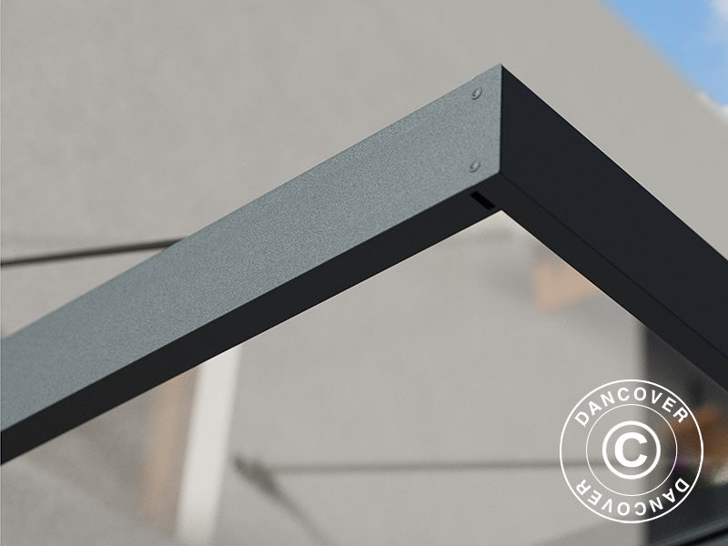 Pensilina Sophia XL 3000, Palram/Canopia, 1,40x2,86x0,17m, Grigio scuro/Trasparente