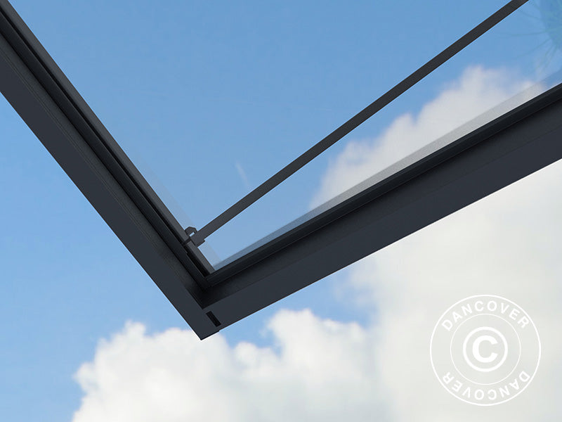 Pensilina Sophia XL 3000, Palram/Canopia, 1,40x2,86x0,17m, Grigio scuro/Trasparente