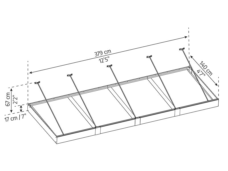 Marquise Sophia XL 4000, Palram/Canopia, 1,40x3,79x0,17m, Gris foncé/Transparent