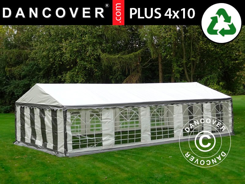 4x10m PE Partytent Grey/White Velcro Closing SH
