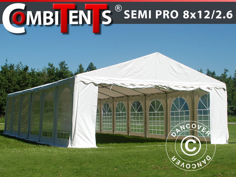 8x12m PVC SemiPro CombiTent White VelcroClosing SH