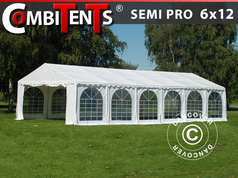 Tendone per feste, SEMI PRO Plus CombiTents® 900 6x12m, 4 in 1, Bianco