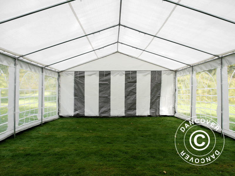 Tente de réception PLUS 5x6m PE 700, Gris/Blanc