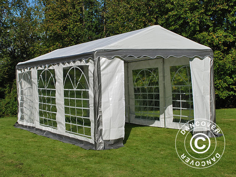 3x6m PE Partytent Grey/White Velcro Closing SH