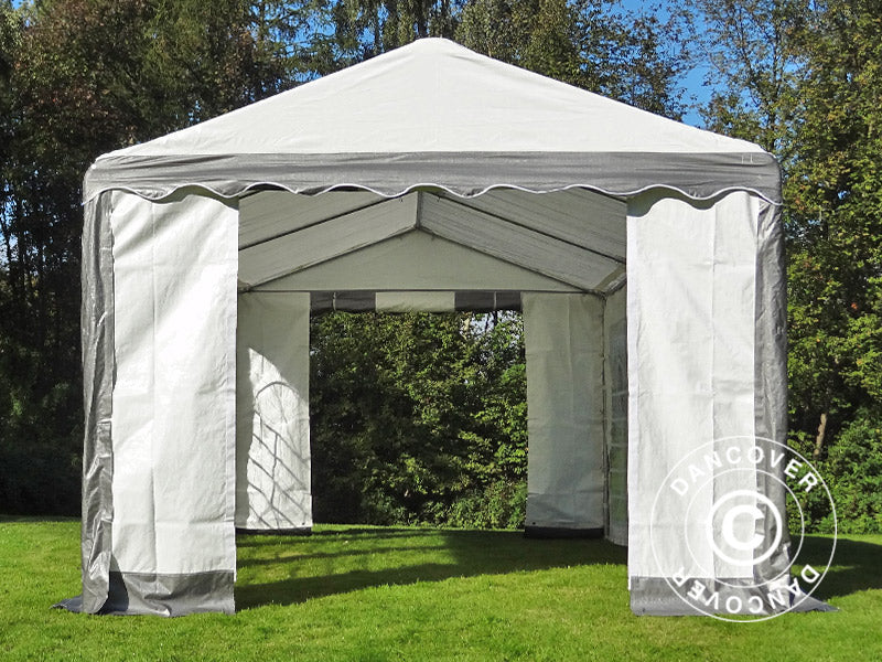 3x6m PE Partytent Grey/White Velcro Closing SH
