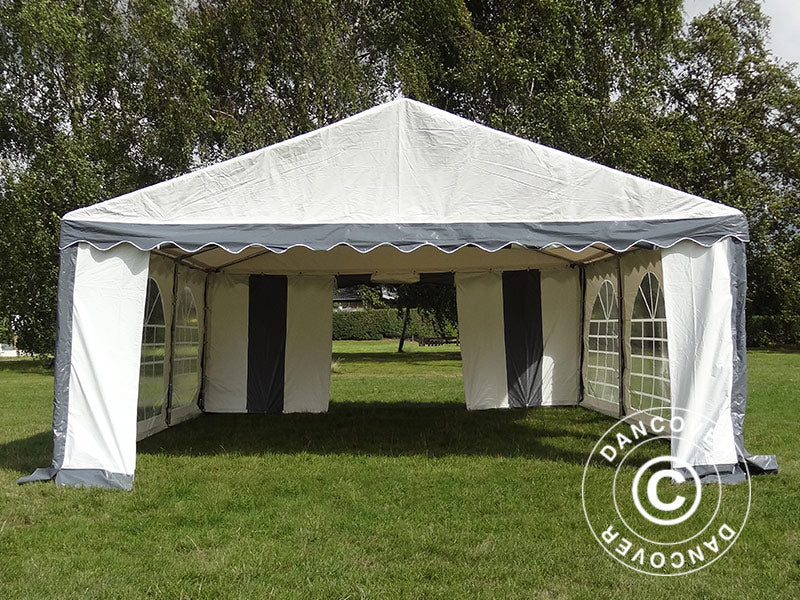 Partyzelt Original 5x6m PVC 900, Grau/Weiß
