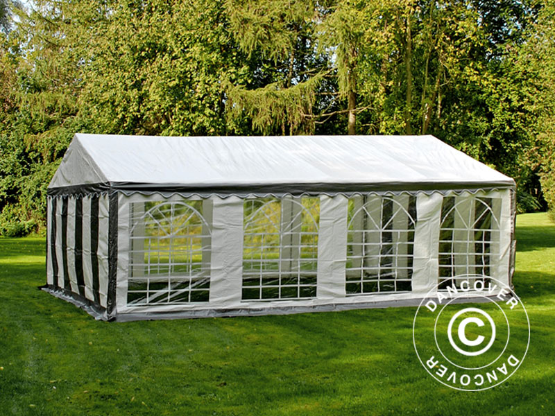 5x8m PE Partytent Grey/White Velcro Closing SH
