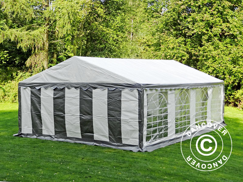 Tente de réception PLUS 5x8m PE 700, Gris/Blanc