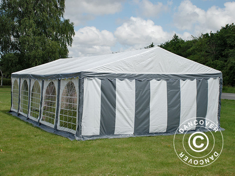 Partyzelt Original 5x10m PVC 900, Grau/Weiß