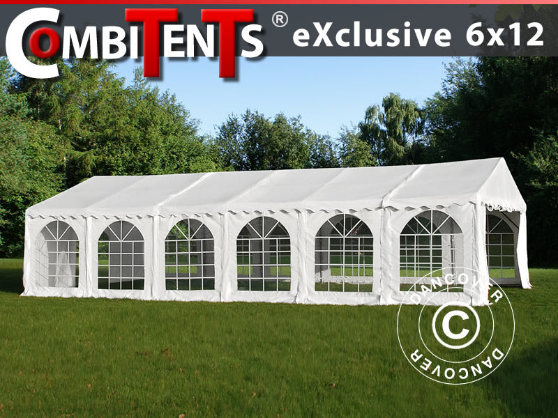 Tente de réception, Exclusive CombiTents® 900 6x12m 4-en-1, Blanc