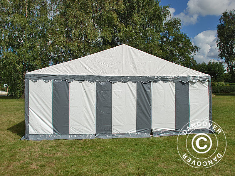 Partyzelt Original 6x8m PVC 900, Grau/Weiß