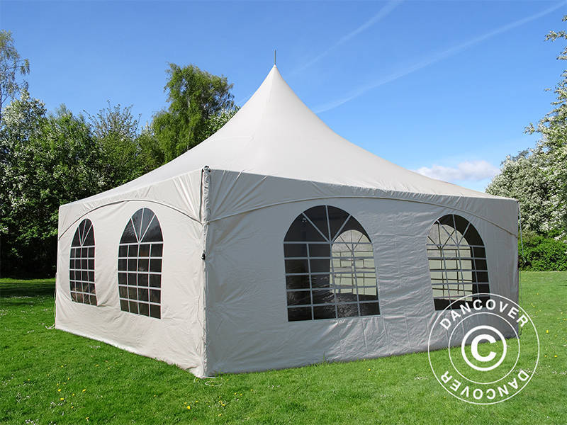 Tente de réception Pagode PartyZone 5x5m, PVC, Blanc