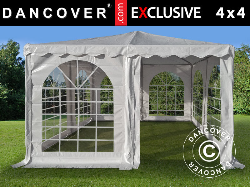 4x4m PVC Pagoda Exclusive White F/R SH