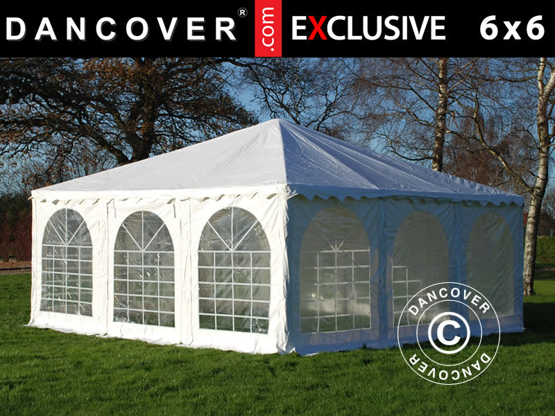 6x6m PVC Pagoda Exclusive White F/R SH