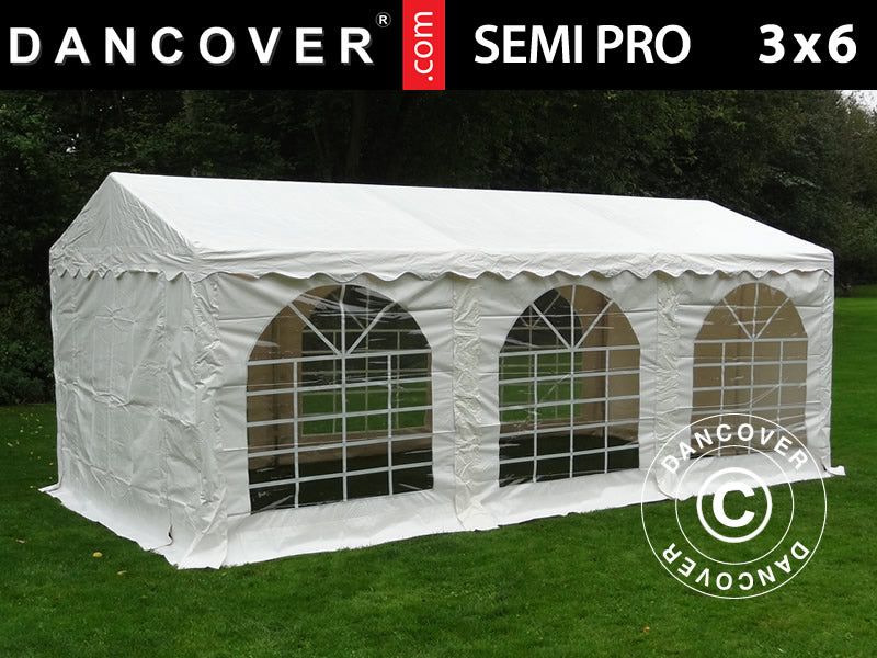 Tendone per feste SEMI PRO Plus 3x6m PVC 900, Bianco
