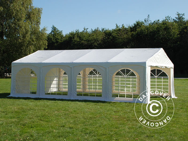 Partyzelt Original 4x8m PVC 900, "Arched", Weiß