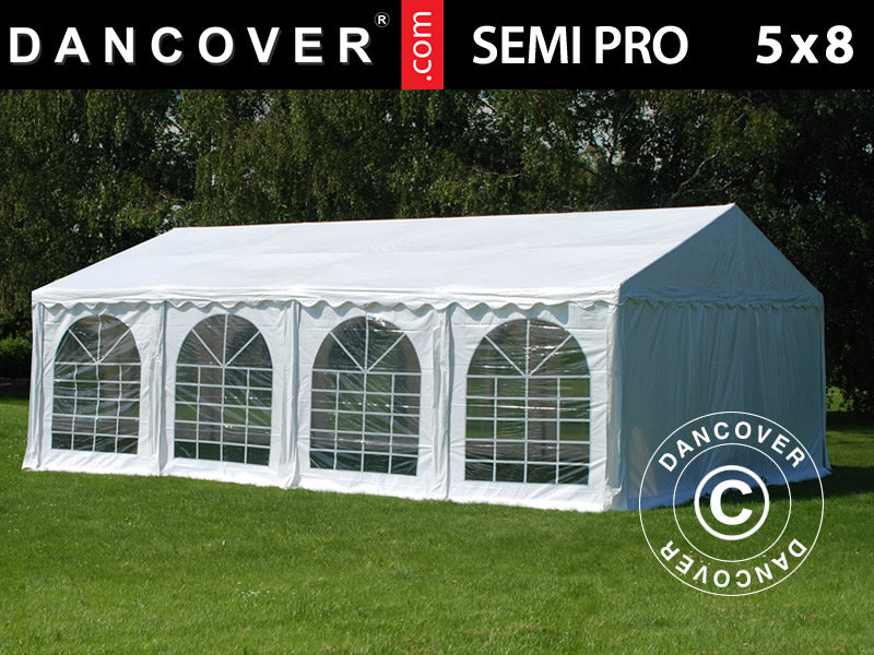 Tendone per feste SEMI PRO Plus 5x8m PVC 900, Bianco