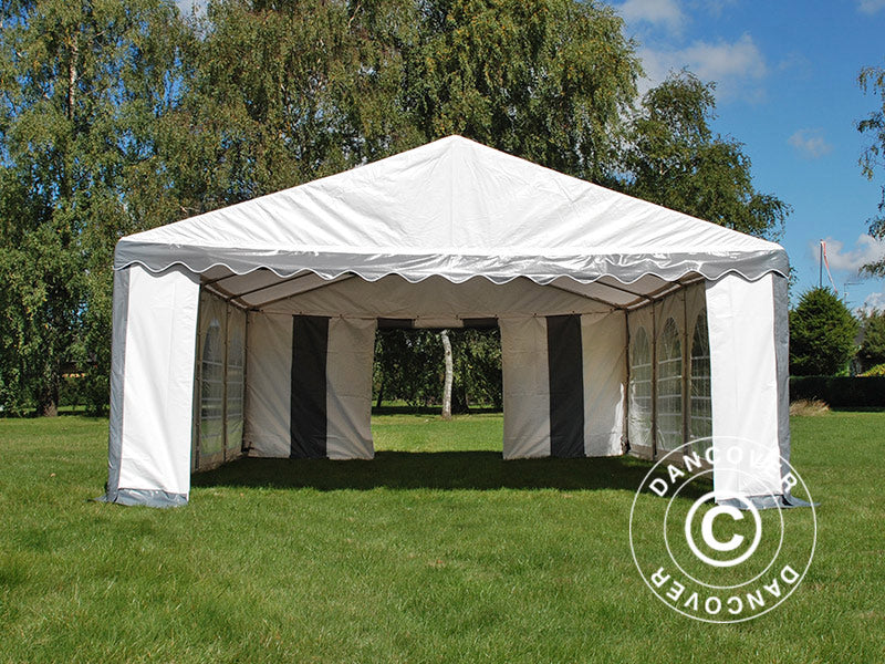 5x8m PVC Partytent Grey/White Velcro Closing SH