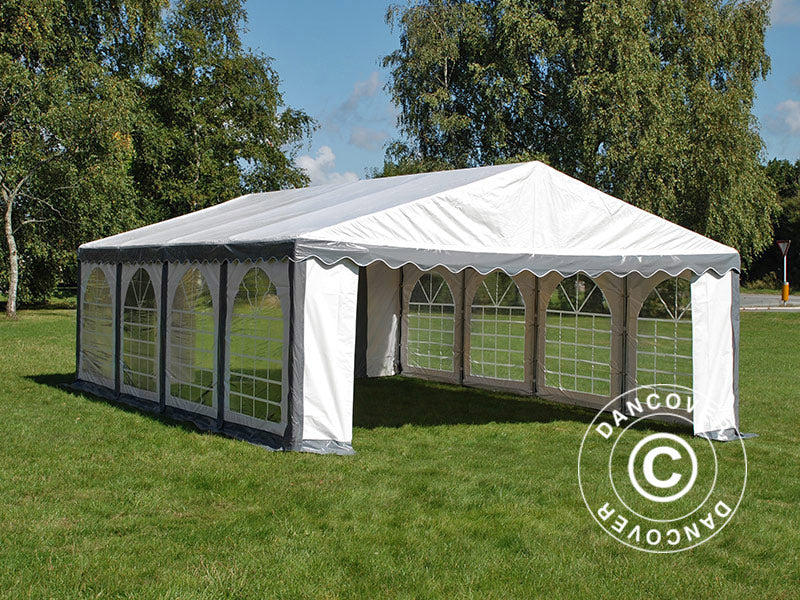 Partyzelt Original 5x8m PVC 900, Grau/Weiß