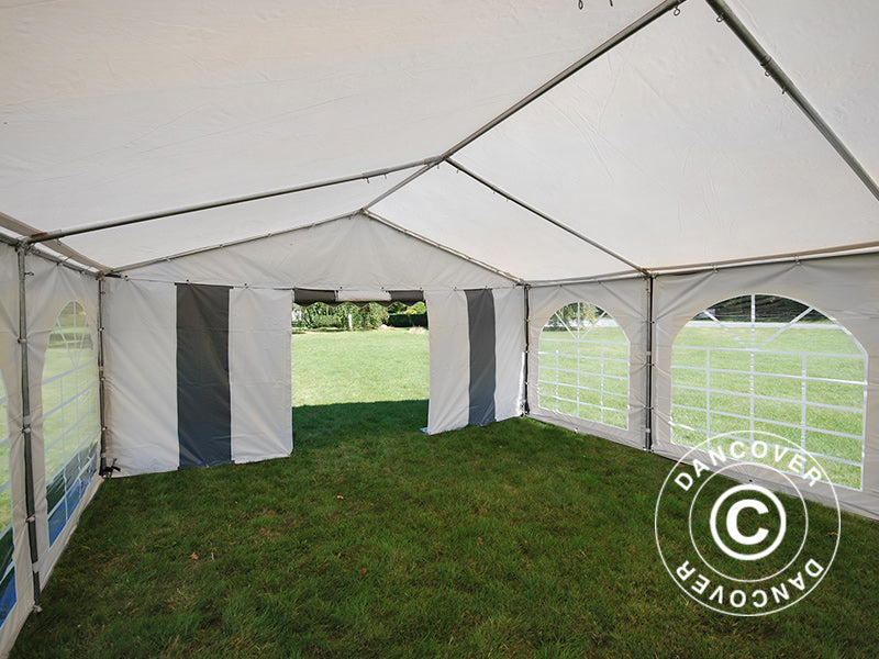 Partyzelt Original 5x8m PVC 900, Grau/Weiß