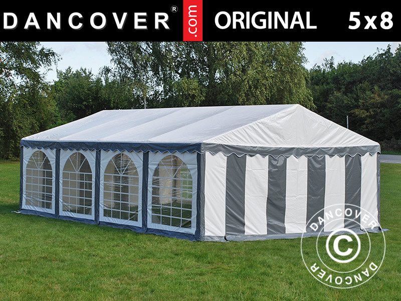 Tendone per feste Original 5x8m PVC 900, Grigio/Bianco