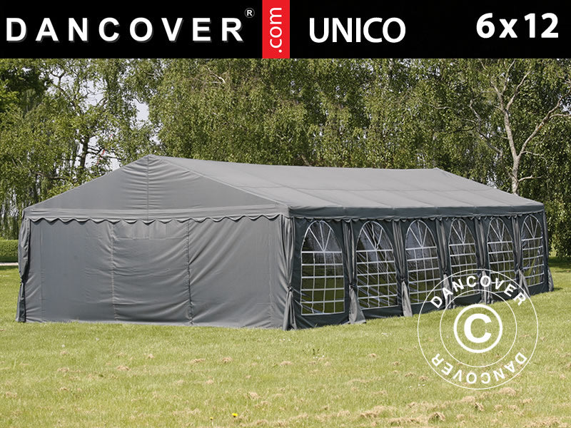6x12m Poly Partytent Dark Grey Velcro Closing SH
