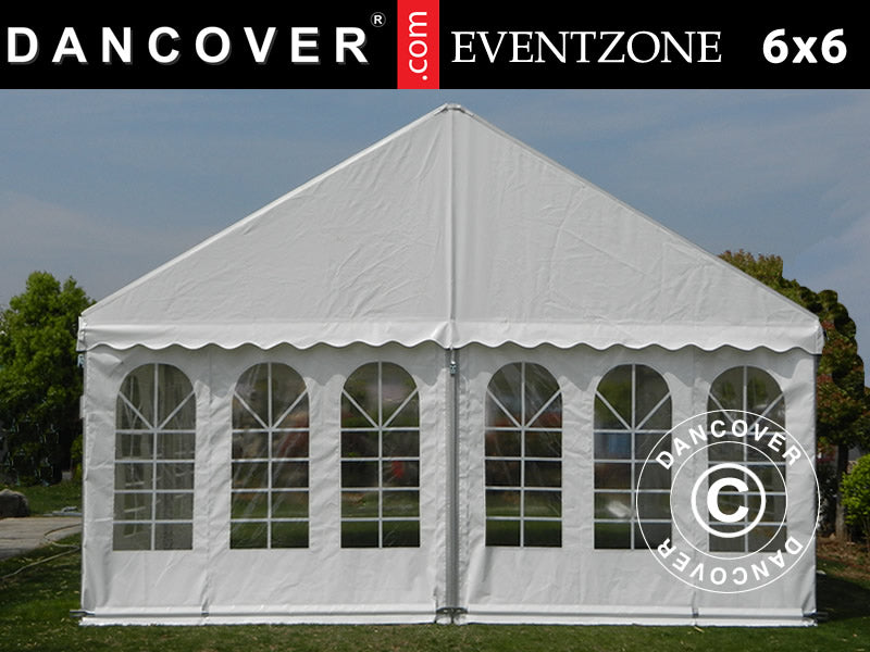 Professionelles Partyzelt EventZone 6x6m PVC, Weiß