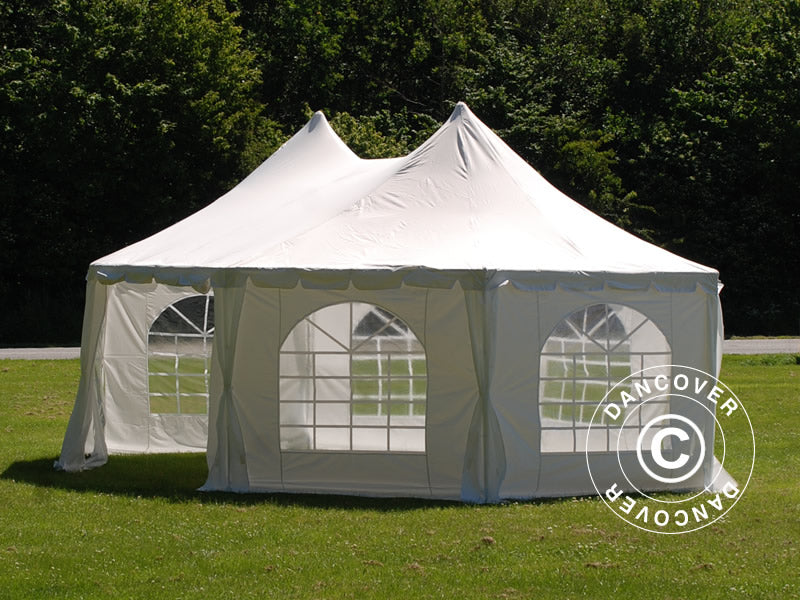 6,8x5m Poly Partytent Peaked Valance White