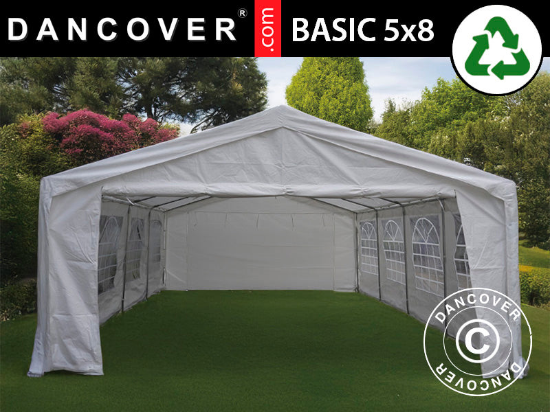 Tente de réception Basic 5x8m PE 500, Blanc