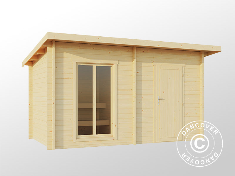 Cabine de sauna en bois Levi, 4x2,2m, 8,26m², Naturel