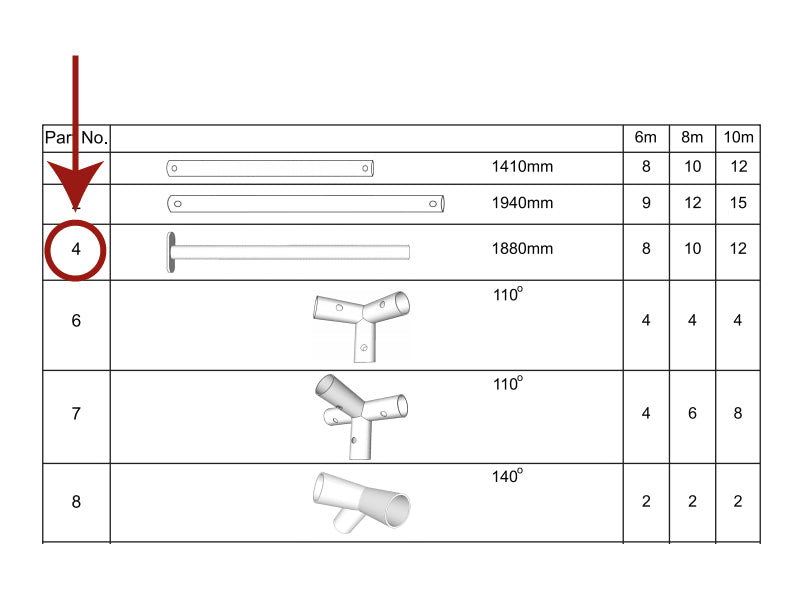 Pied avec socle, Ø38mm, 1880mm