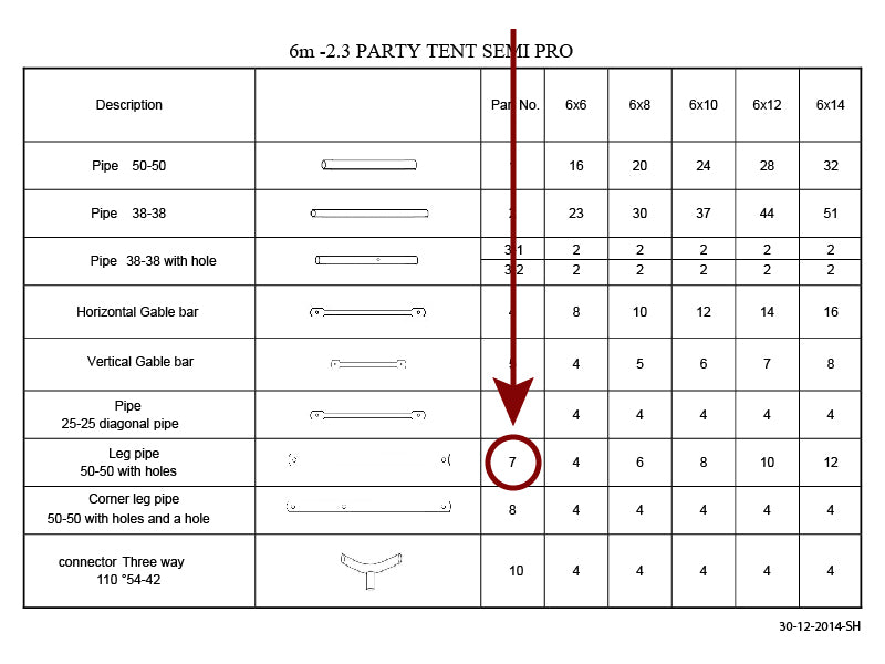 Gamba d'appoggio, Ø50mm, 2188mm