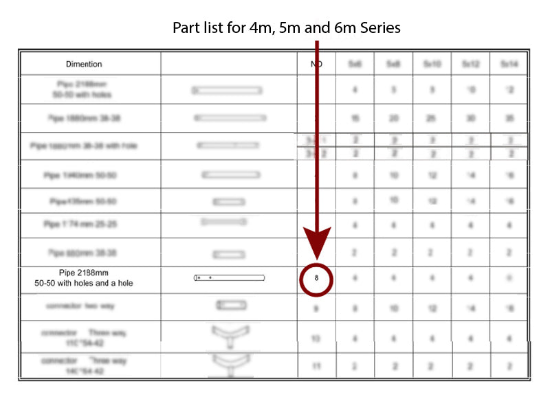 Gamba d'appoggio, Ø50mm, 2188mm