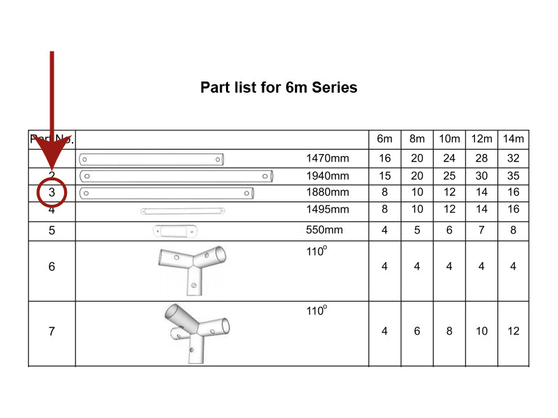 Standbein, Ø38mm, 1880mm