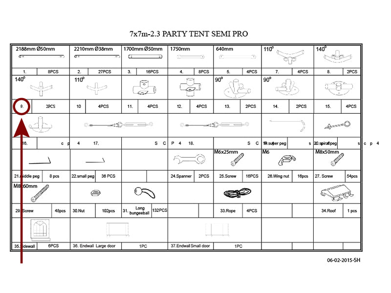 Quadruple fixation, Ø42+Ø54mm, 140°