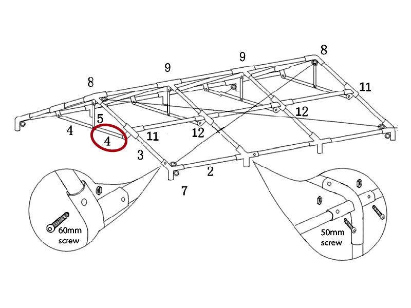 Tube pignon horizontal, Ø25mm, 1750mm