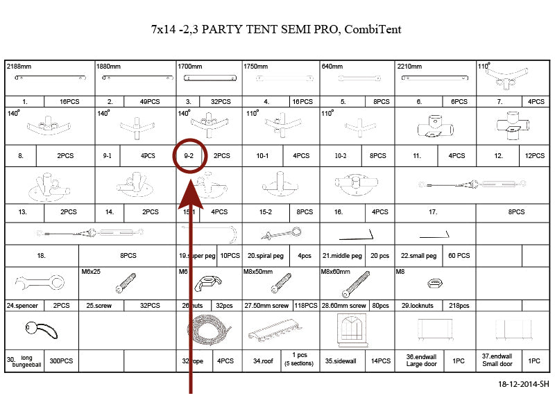 Quadruple fixation, Ø42+Ø54mm, 140°