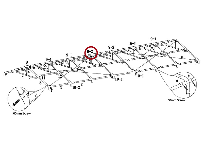 Quadruple fixation, Ø42+Ø54mm, 140°