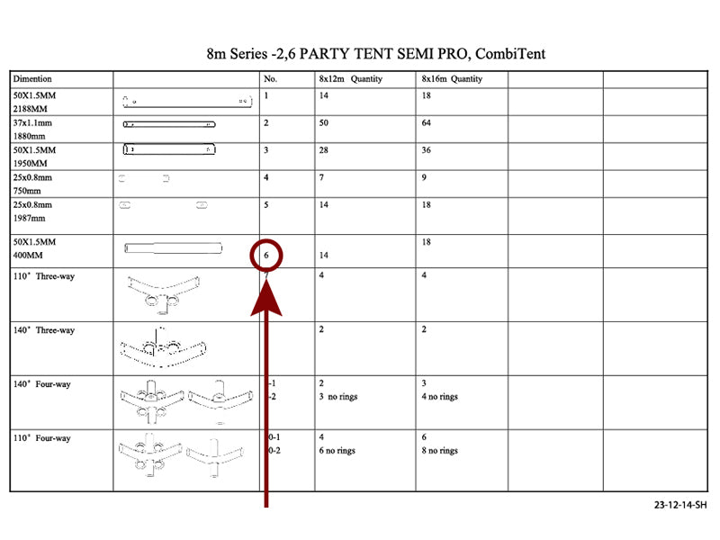 Gamba d'appoggio, Ø50mm, 400mm