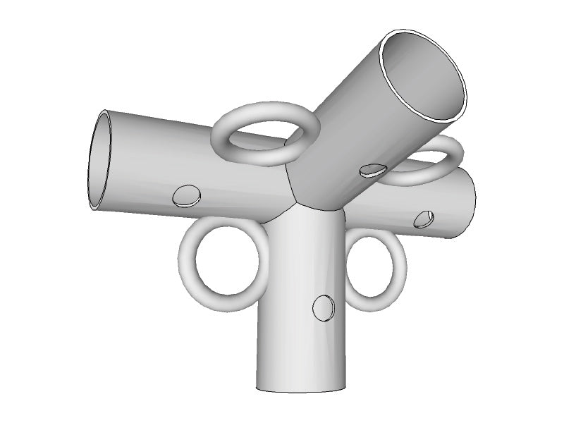 4-Wege-Verbinder mit 4 Ringen, Ø42-54mm