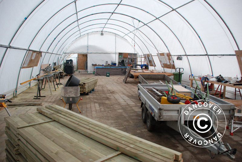 Tunnel agricole 9,15x12x4,5m, PVC, Blanc