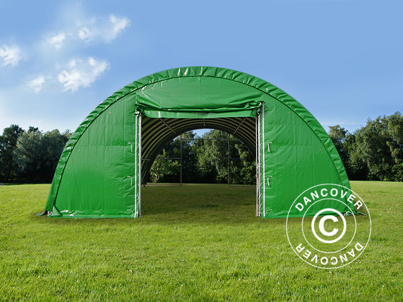 Tunnel agricole 9,15x20x4,5m, PVC, Vert
