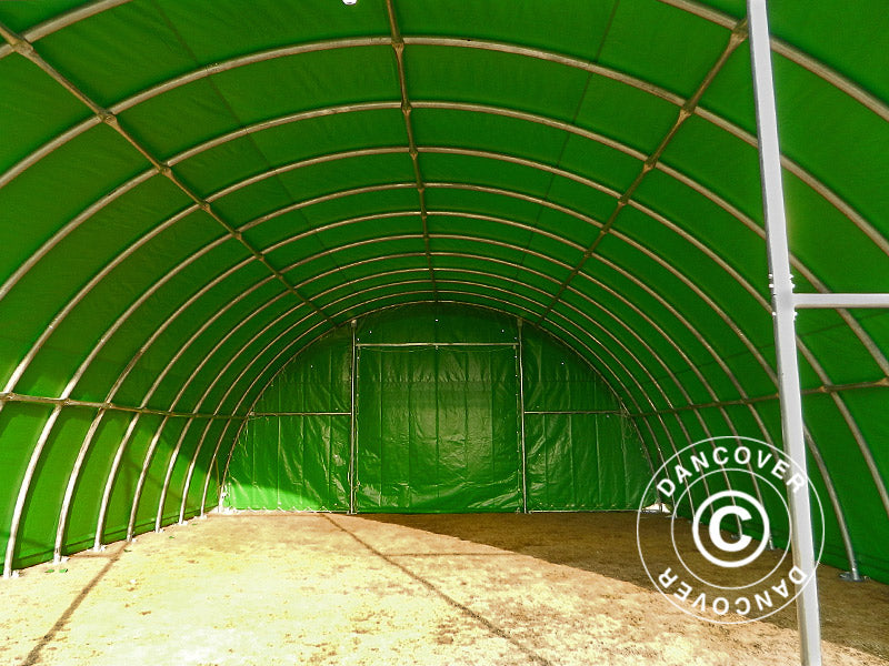 Tunnel agricole 9,15x20x4,5m, PVC, Vert