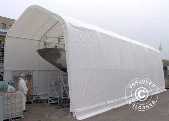 Tente de stockage Oceancover 5,5x20x4,1x5,3m, PVC, Blanc