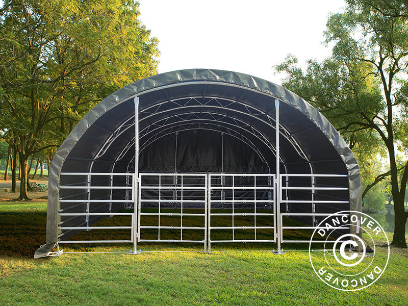 Weidezelt Fachwerkrahmen 6x6x3,7m, PVC, Grün