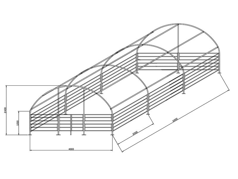 Weidezelt 4x6x2,4m, PVC, Grün