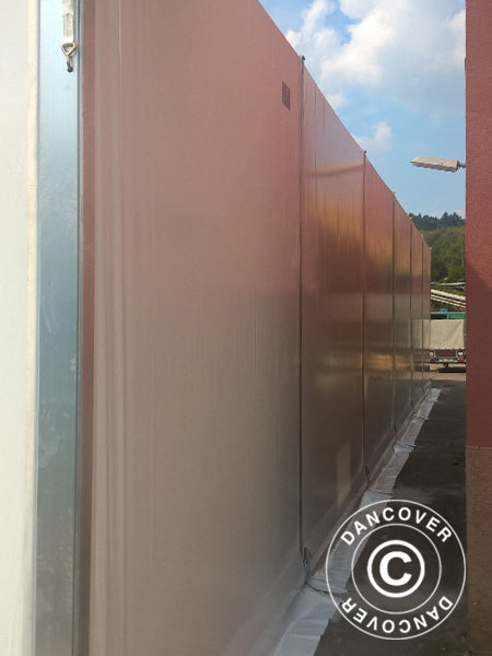 Hangar de stockage industriel Alu 12x25x5,92m avec porte coulissante, PVC, blanc